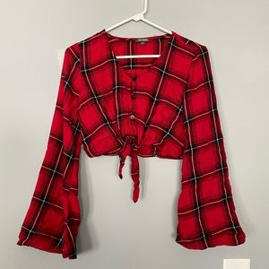 Wild Fable Cropped Flannel with Bell Sleeves XS